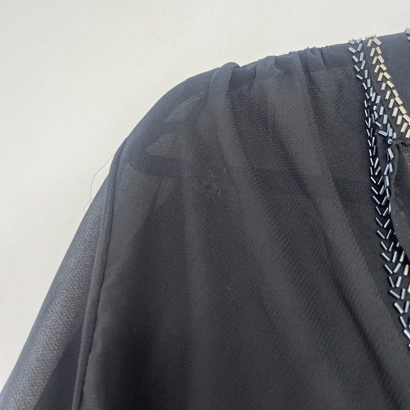 Free People If I Had You Black Sheer Beaded Blouse Size Small - Picture 10 of 13